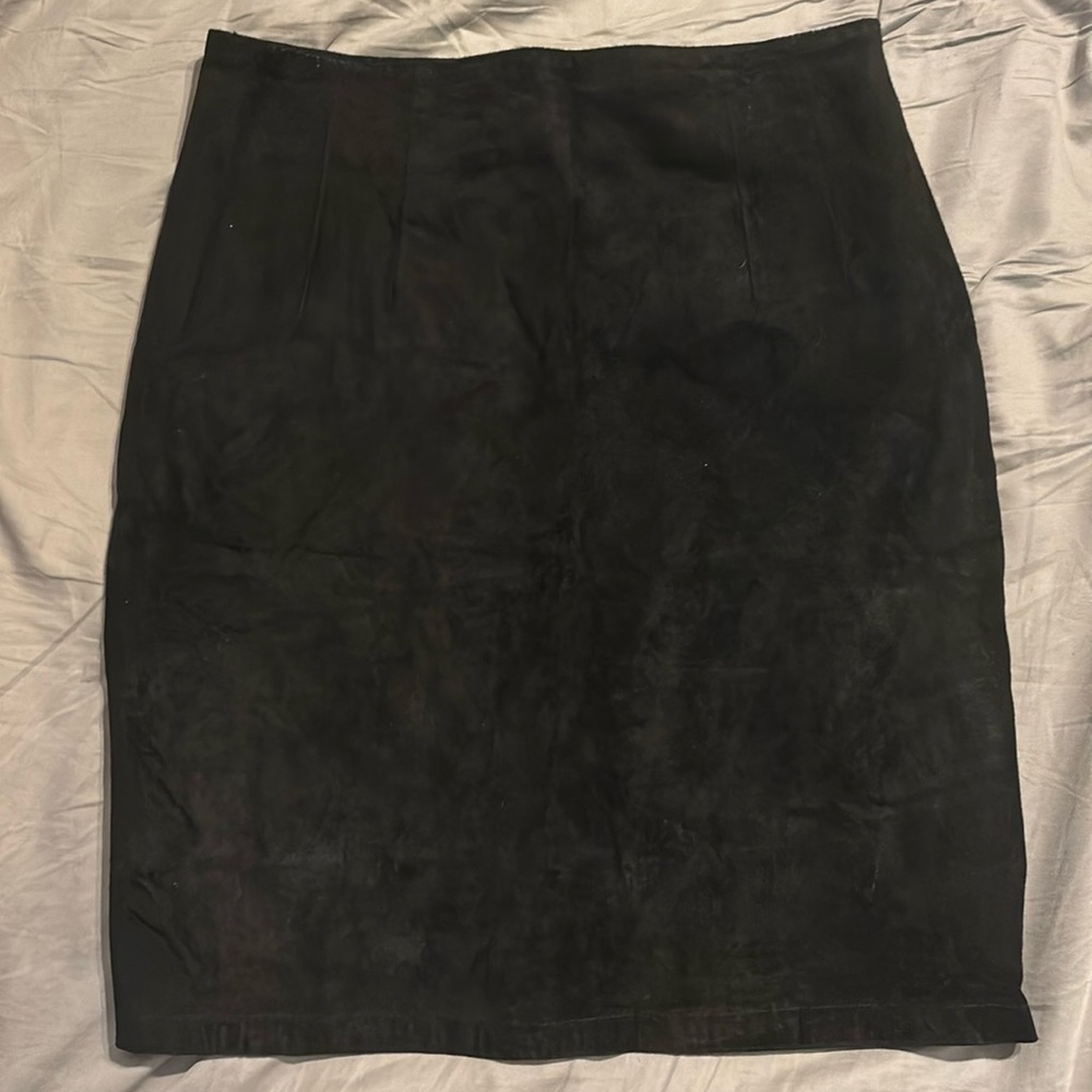 Vintage Brass Plum BP Nordstrom Black Suede Midi Skirt